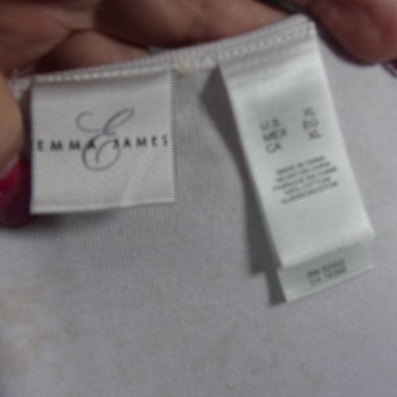 Emma James Ivory Cotton Knit Top Floral Print with Bling NWOT  Size XL - Picture 3 of 3